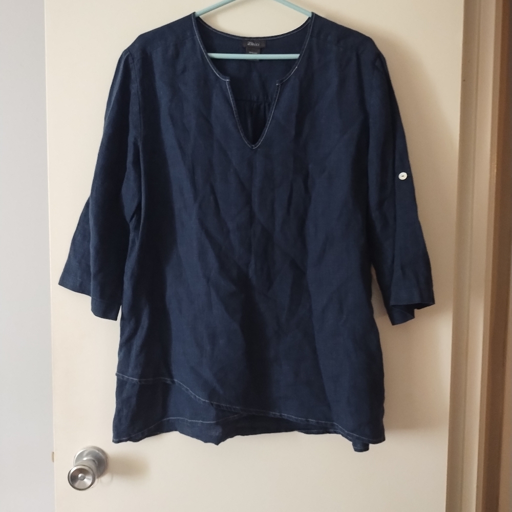 PURE AMICI Linen V Neck Tunic L